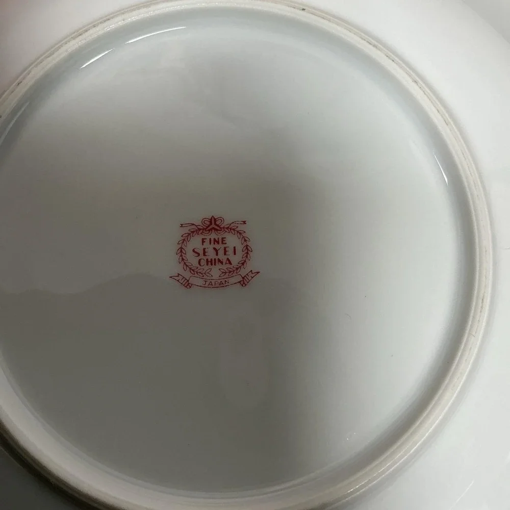 Seyei Fine‎ China Japan MCM Checkerboard Plates & Red Teacup Retro Mod Set